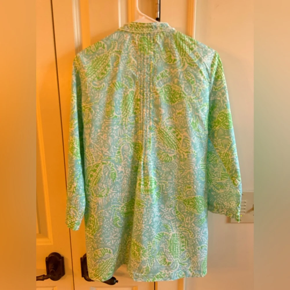 Lilly Pulitzer Sarasota Tunic Get Crackin Spa Blue Size S 🌴🌴🌴 - Picture 6 of 9